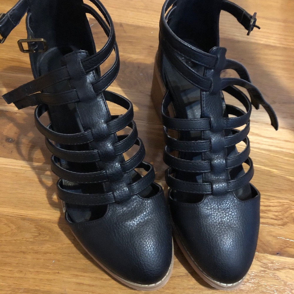 Black strapped bootie